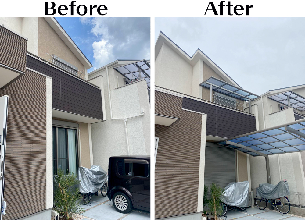 東大阪市　Ｍ様邸　カーポート・テラス屋根工事